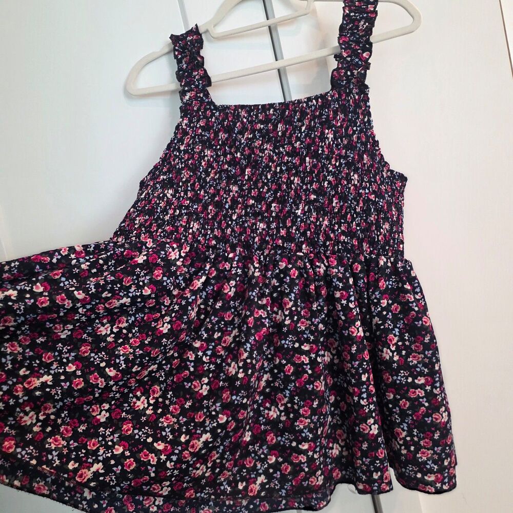 Plus Size Smocked floral print tank top with ruffled straps